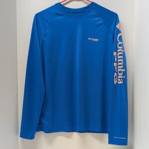 Columbia PFG Terminal Tackle Long-Sleeve T-Shirt in Vivid Blue/Bright Nectar